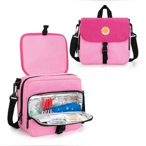 Pink Med Cooler Travel Case, Portable Supplies Organizer Bag Only